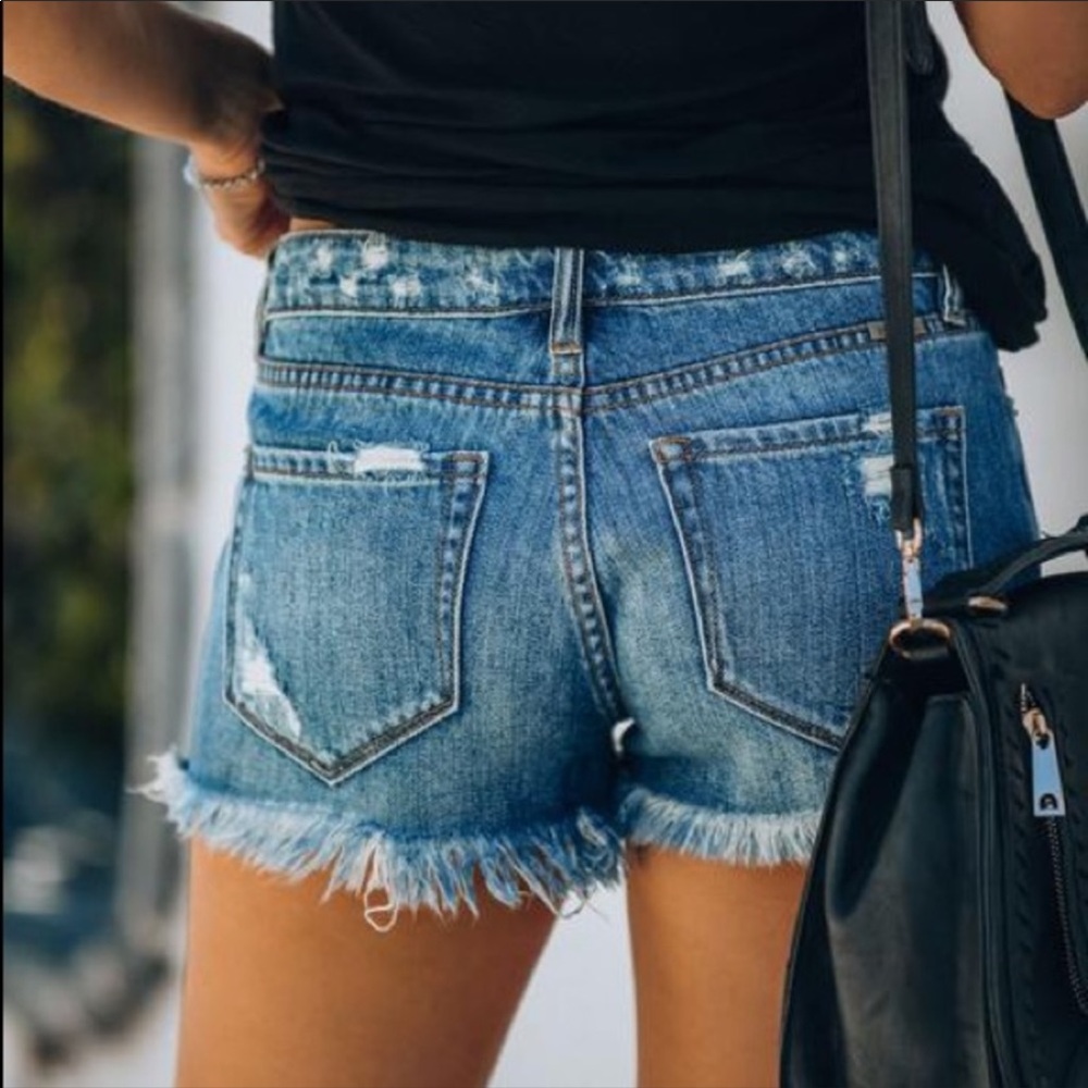 Distressed Denim Jeans Shorts XS-L - Picture 2 of 3